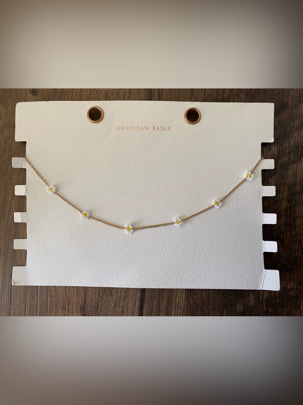 American Eagle Outfitters Gold Daisy Choker Necklace - White & Yellow Flowers